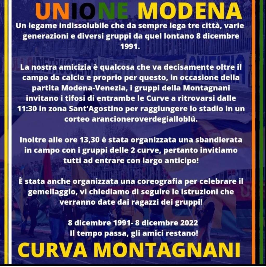 Modena-Venezia: una partita, un'amicizia - Modena FC
